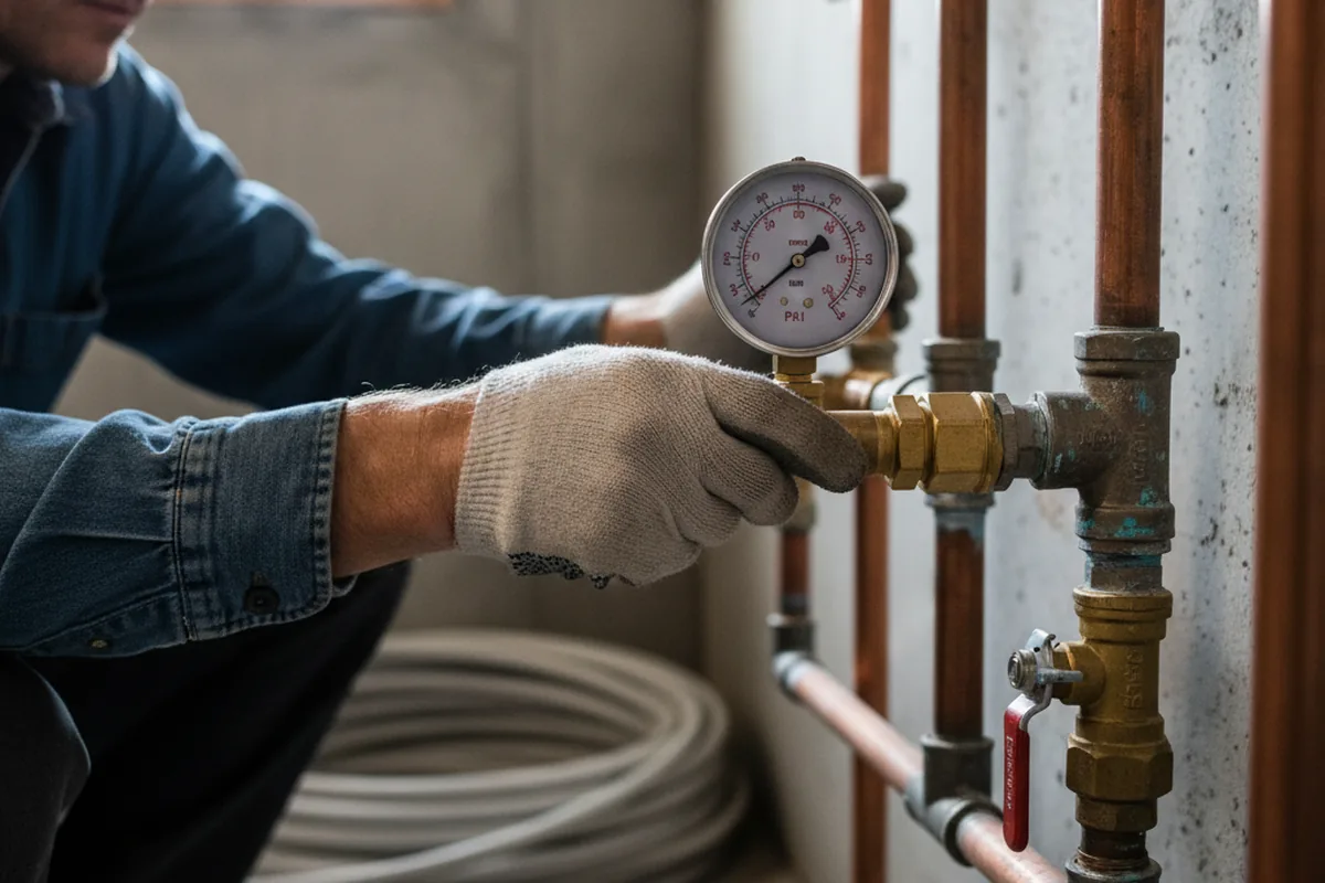Pressure testing a repaired line during Water Line Repair in Nottingham